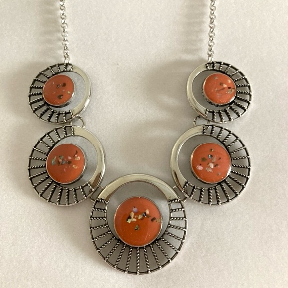 NWT Orange and Silver Necklace - Picture 4 of 12